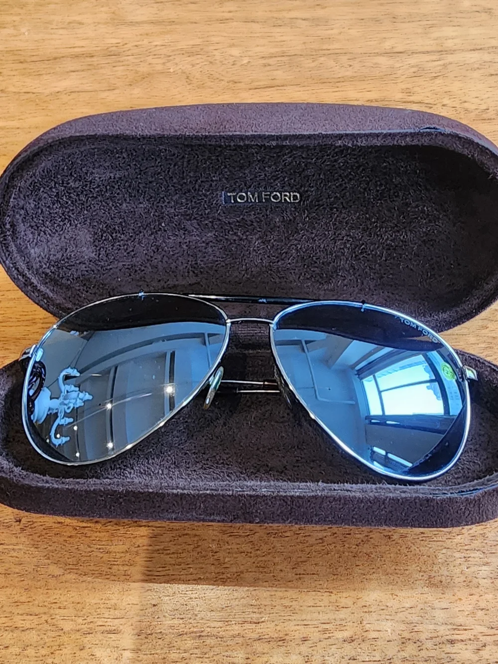 Tom Ford Silver Aviator Sunglasses with Reflective Mirrored Lenses